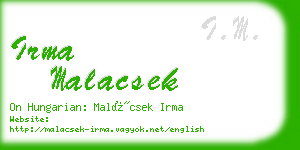 irma malacsek business card